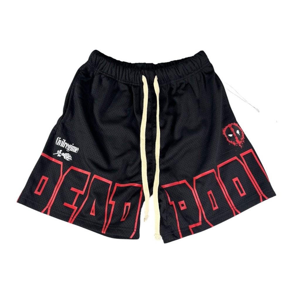 Civil Regime Marvel Deadpool Mesh Basketball Shorts Black Red Mens XS NWT